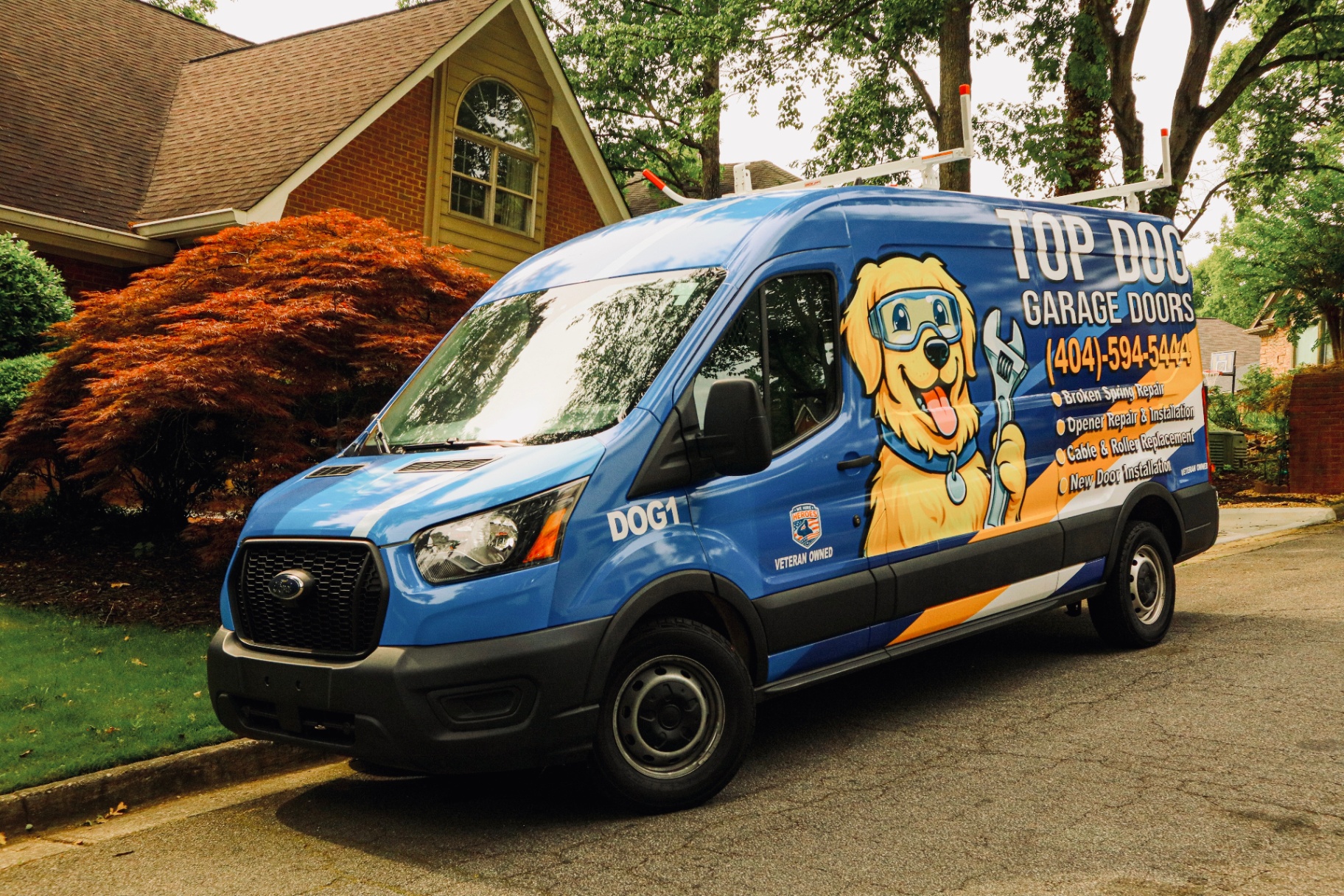 Top Dog Garage Doors DOG1 service van serving Decatur, GA neighborhoods