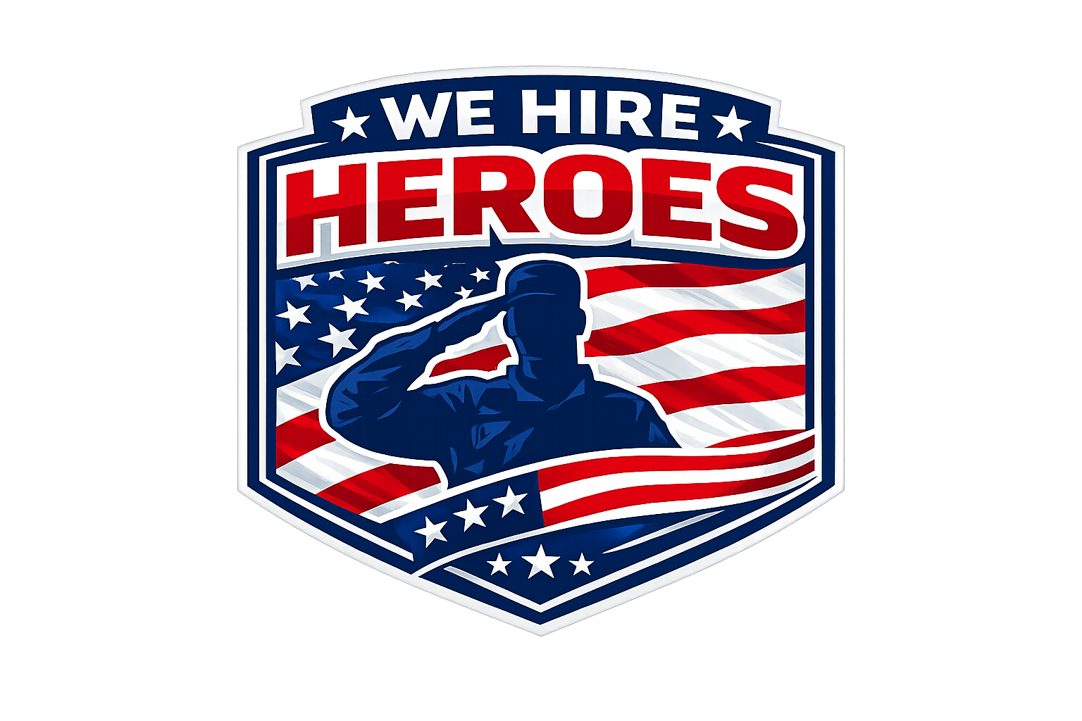 We Hire Heroes badge — Top Dog Garage Doors proudly hires military veterans
